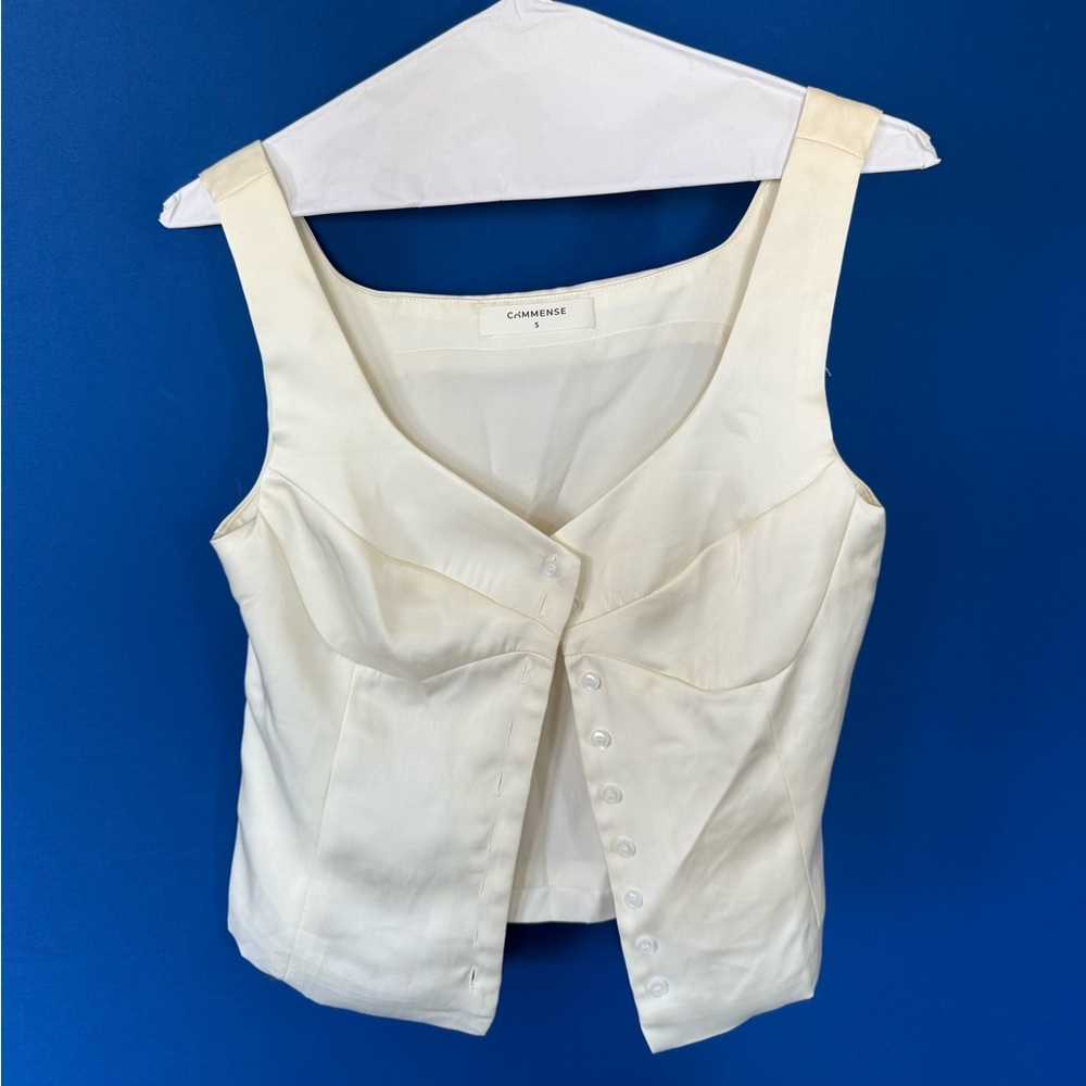 Cream Button-Down Women's Top